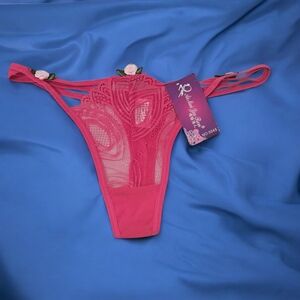 Pink Lace Thong with Floral Detail